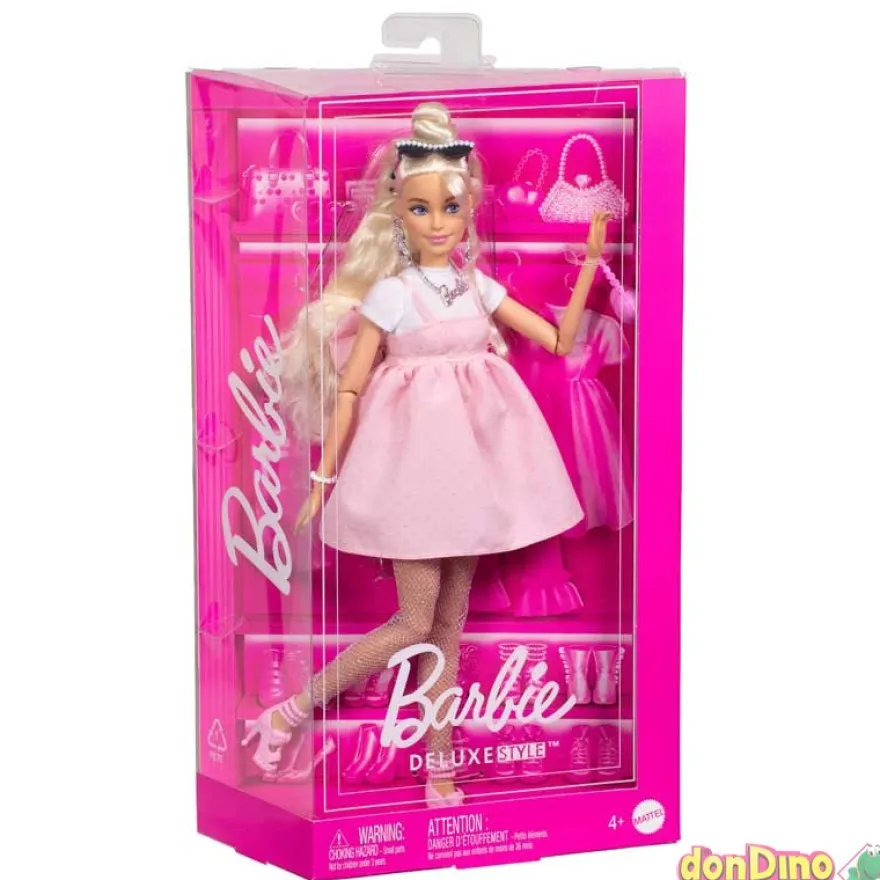 Muñeca barbie deluxe style lazo vestido rosa
