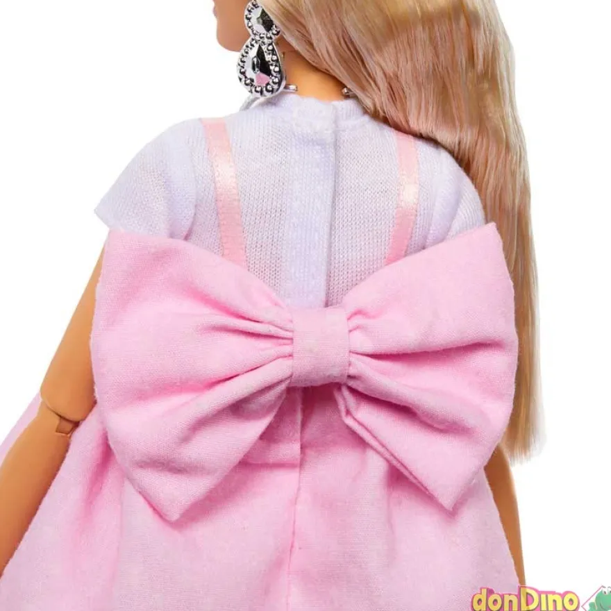 Muñeca barbie deluxe style lazo vestido rosa