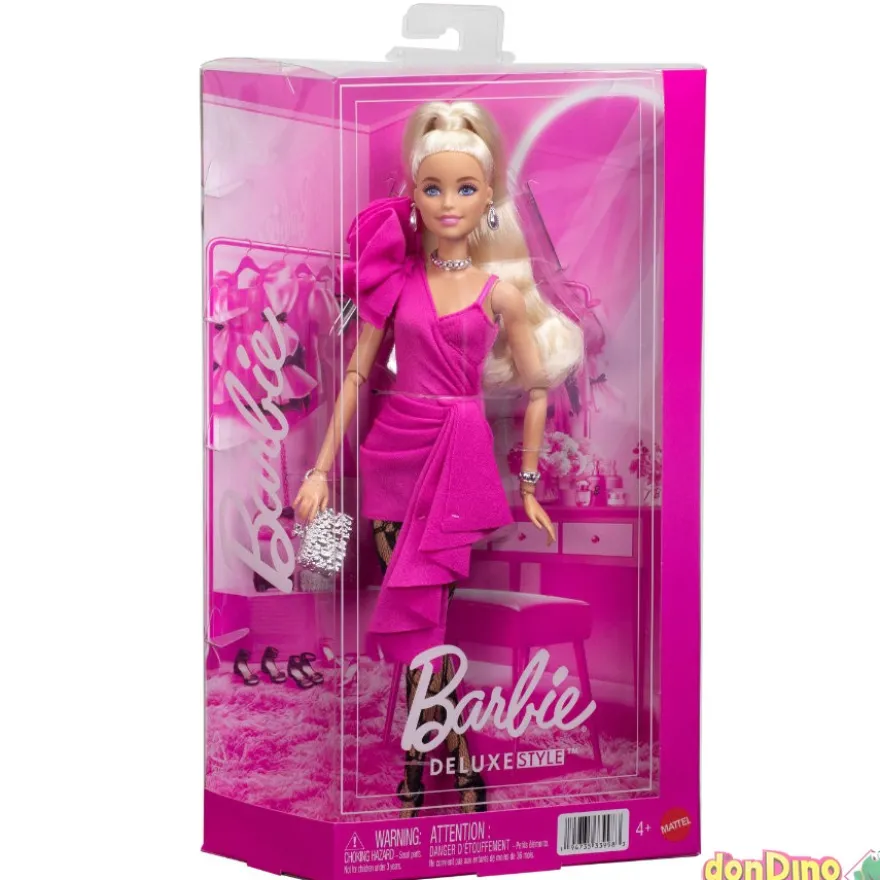 Muñeca barbie deluxe style vestido rosa asimétrico
