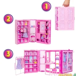Muñeca barbie dream closet 25 pzas. vestidos y accesorios - 90 cm.