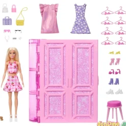Muñeca barbie dream closet 25 pzas. vestidos y accesorios - 90 cm.