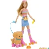 Muñeca barbie patina y corre con tu cachorro