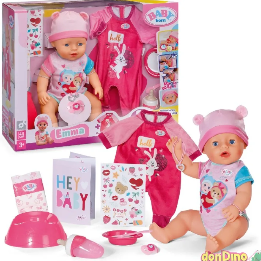Muñeca emma baby born 43 cm. con mono y accesorios