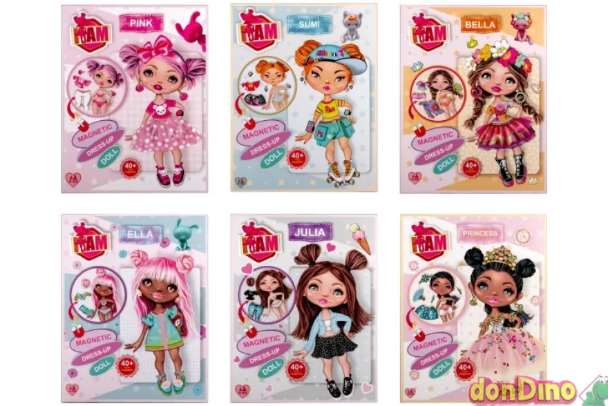 Muñeca magnetica c/vestidos y acces 50 pzas. magneticas - surtidas