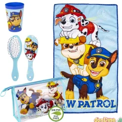 Neceser aseo viaje patrulla canina vaso, cepillo y toalla