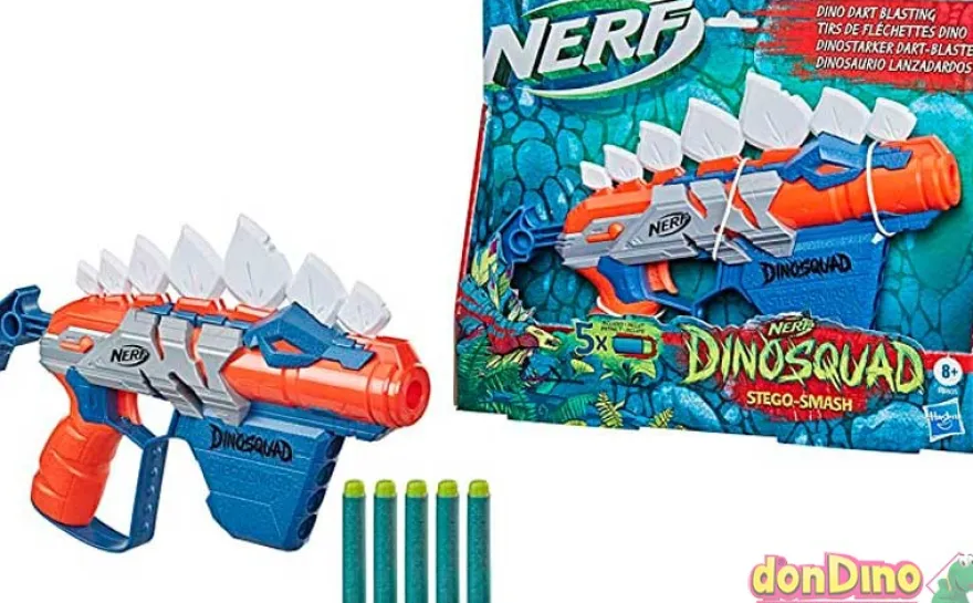 Nerf stego-smash dinosquad dinosaurio lanzadardos - c/5 dardos