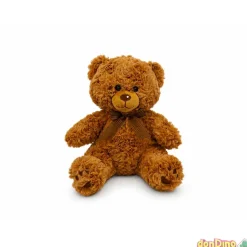 Oso peluche marron 28 cm. rizado tostado con lazo