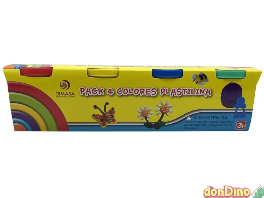 Pack 4 botes colores plastilina