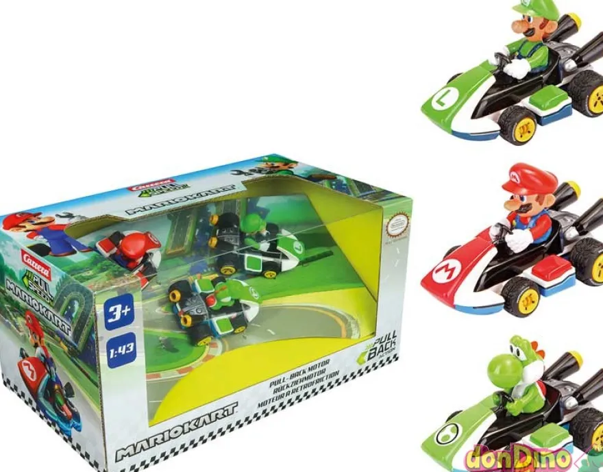 Pack 3 coches mario kart 1:43 pull & speed - motor de retroceso