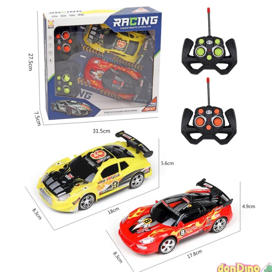 Pack 2 coches r/c 1:22 con luz 27 mhz surtidos