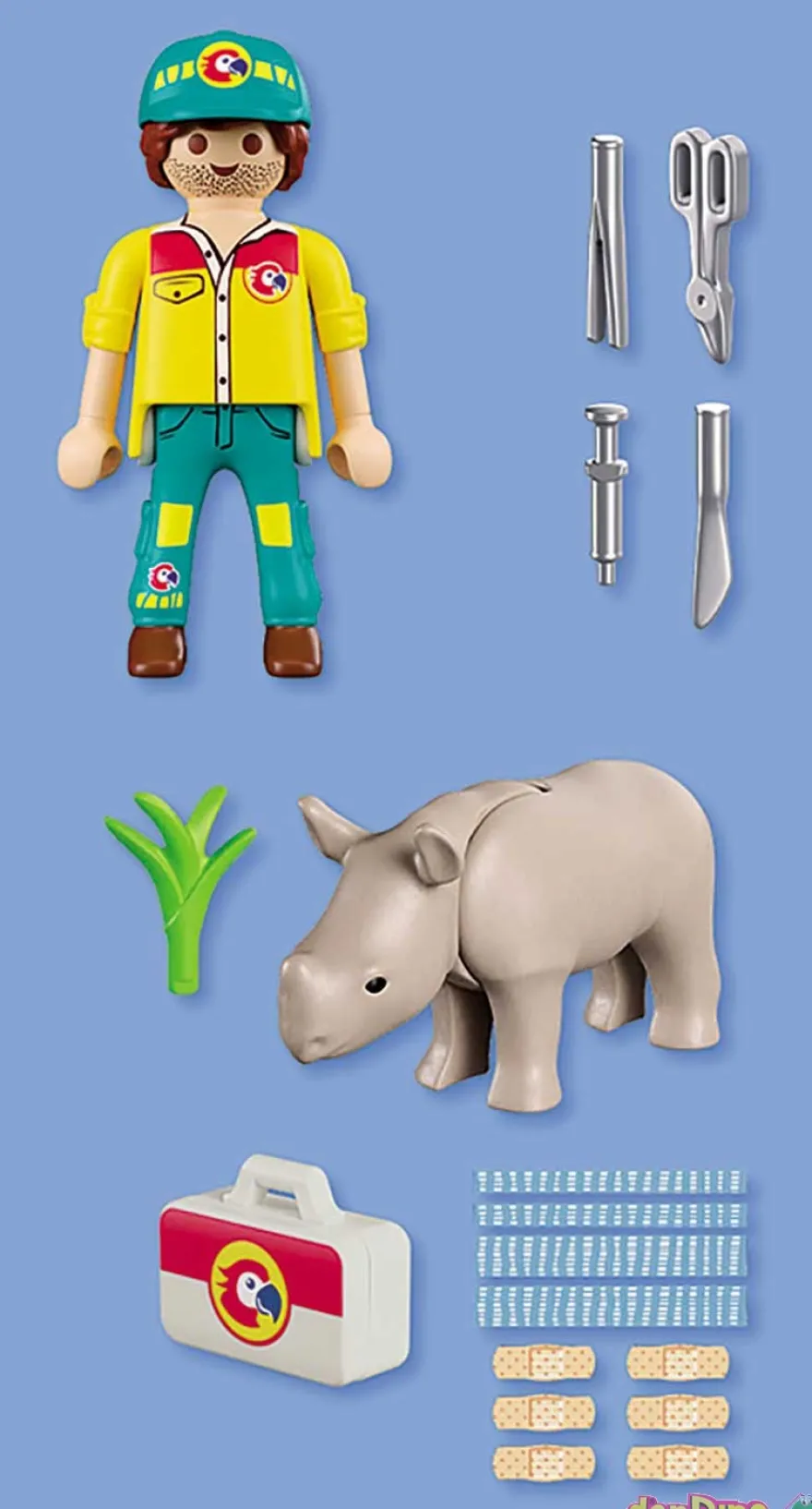 Pack duo cuidador con rinoceronte playmobil - 10 pzas.