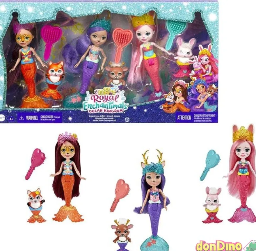 Pack sirenas royal enchantimals ocean kingdom - 3 muñecas y 3 mascotas