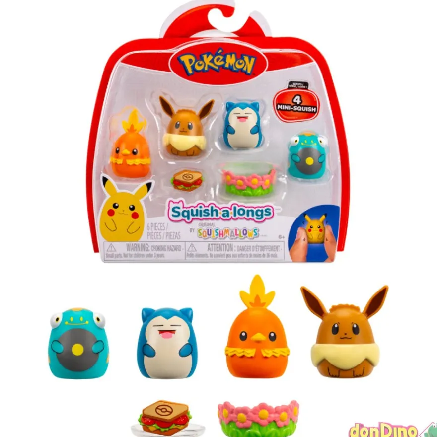 Pack 4 squish.a.longs pokemon squishmallows surtidos
