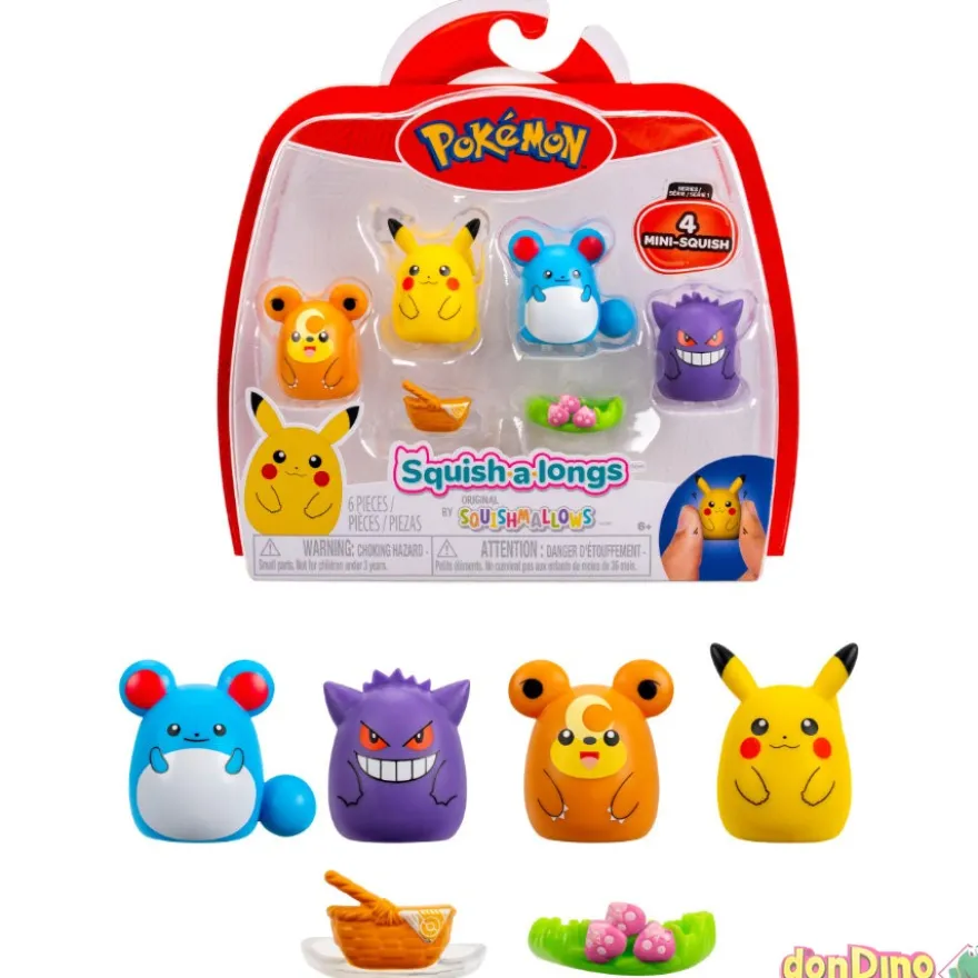 Pack 4 squish.a.longs pokemon squishmallows surtidos