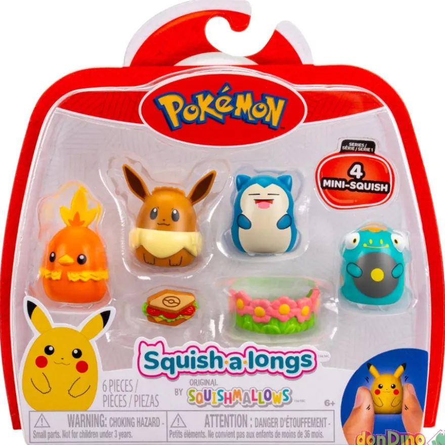 Pack 4 squish.a.longs pokemon squishmallows surtidos