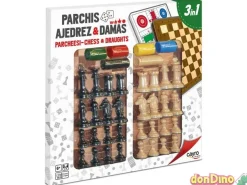 Parchis, ajedrez & damas 3 en 1 40x40 cm.