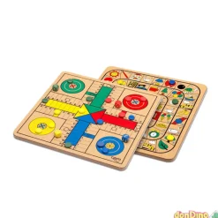 Parchis-oca madera caja metal 25,5x25,5x1 cm.