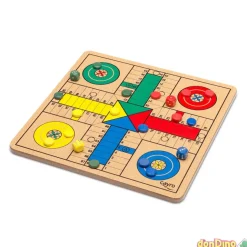 Parchis-oca madera caja metal 25,5x25,5x1 cm.