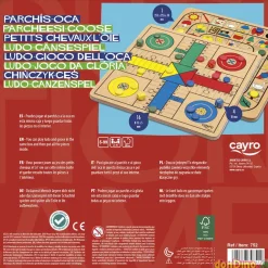 Parchis-oca madera caja metal 25,5x25,5x1 cm.
