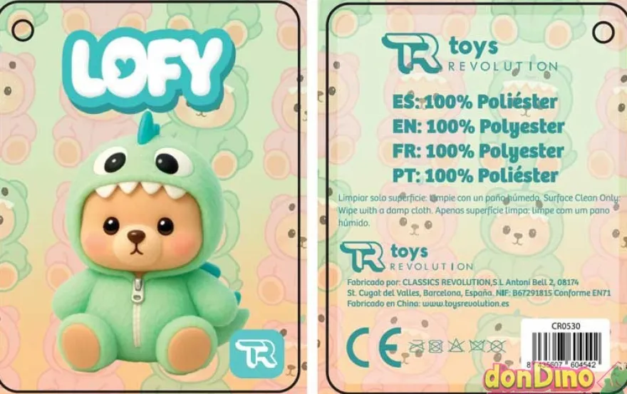 Peluche lofy 30 cm. con vestido cremallera - surtidos