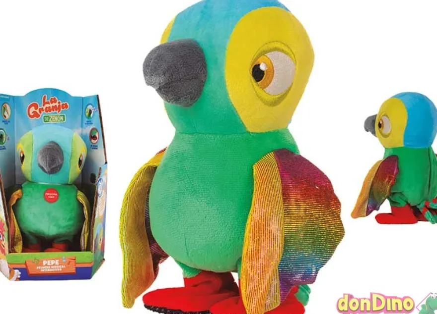Peluche musical interactivo lorito pepe la granja de zenón