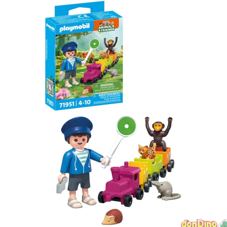 Pequeño viaje locomotora playmobil animal & friends - 21 pzas.