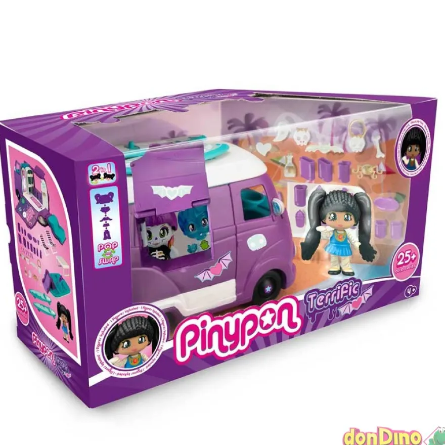 Pinypon terrific van +25 accesorios - 2 en 1 - glow in the dark