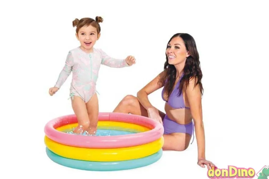 Piscina hinchable 3 tubos colores 86x25 cm.
