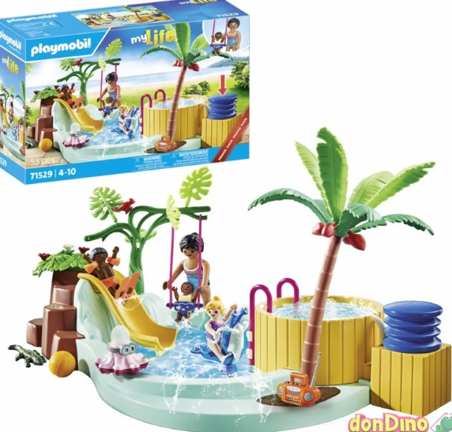 Piscina infantil jacuzzi playmobil my life - 53 pzas.