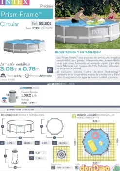 Piscina prism frame set 305x76 cm. 4485 l. c/depuradora 1300 l/h
