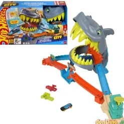 Playa del tiburon mordedor hot wheels city - con 1 vehículo