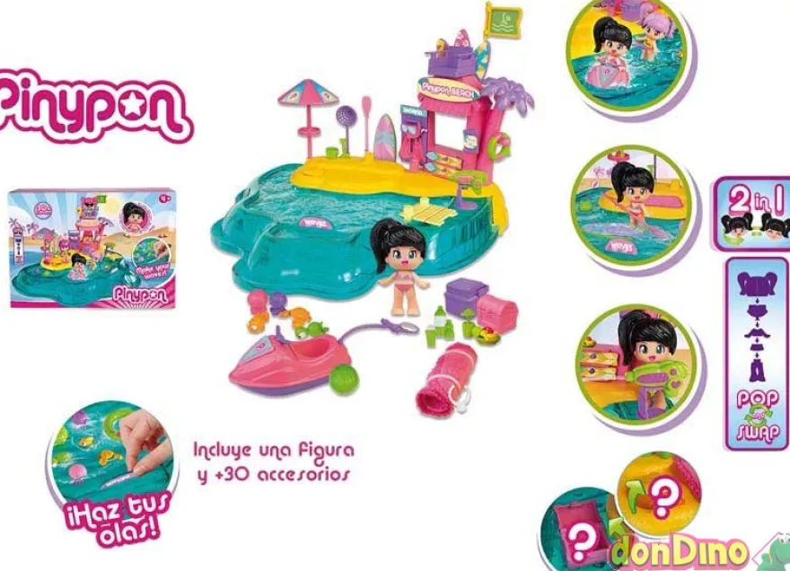 Playa pinypon c/1 figura y 30 accesorios