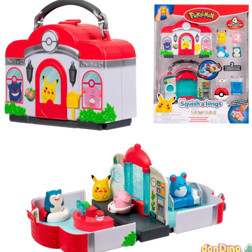 Playset squish.a.longs pokemon squishmallows - con 4 mini-squish