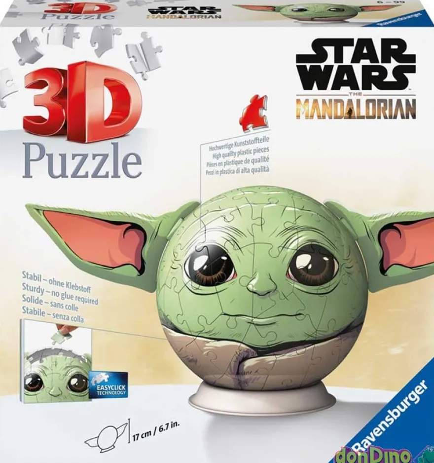Puzzle ball 3d grogu star wars the mandalorian - c/orejas - 77 pzas.