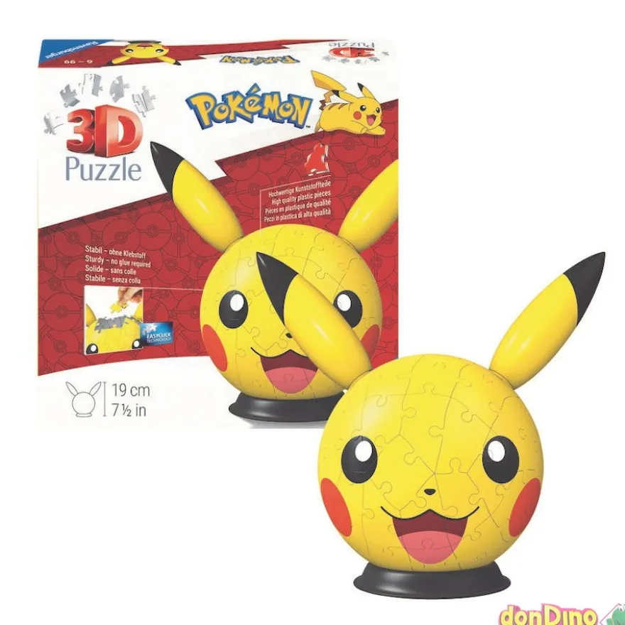 Puzzle ball 3d pikachu con orejas 19 cm. pokémon