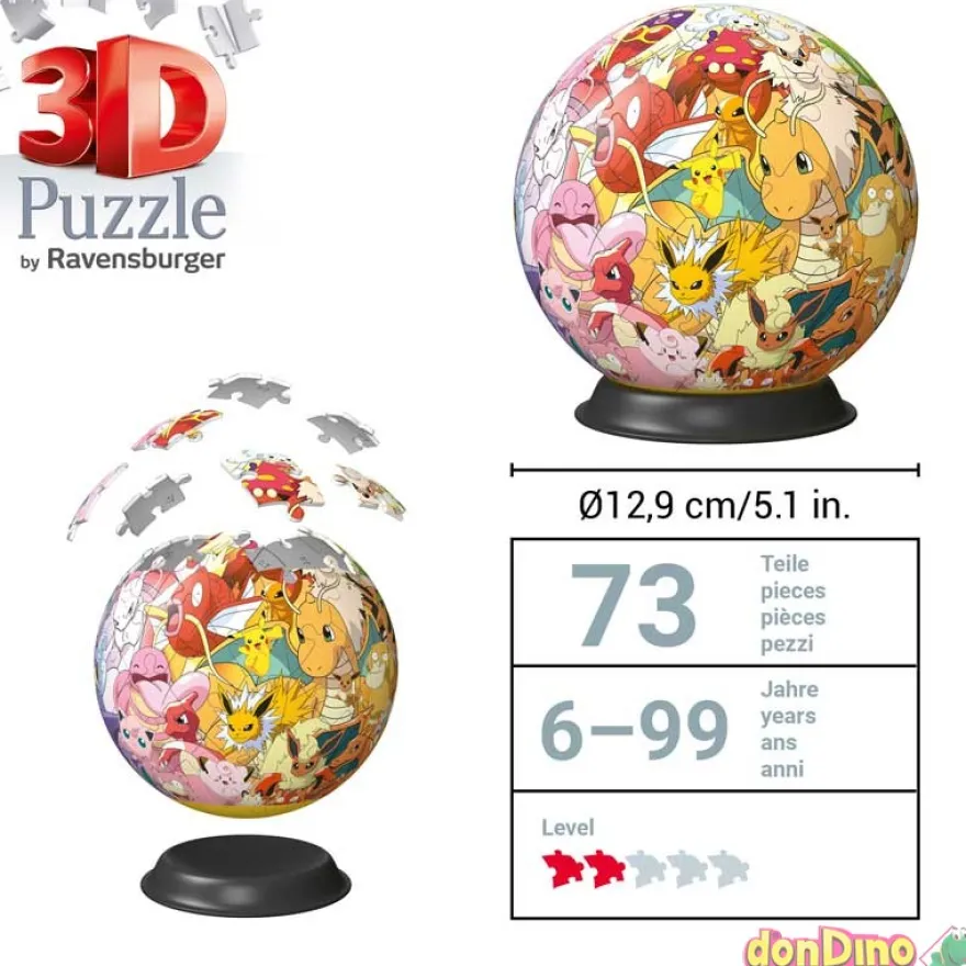 Puzzle 3d ball pokemon 73 pzas. 12,9 cm.