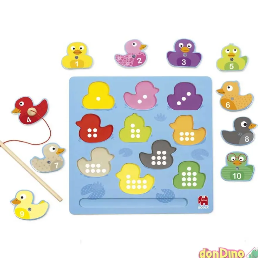 Puzzle de patos madera magnetico juego pesca - numeros