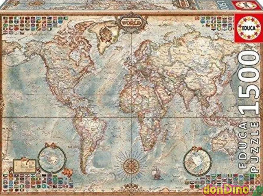 Puzzle 1500 pzs.mundo,mapa politico