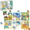6 puzzles madera 4 pzas. habitat 6 animales de madera
