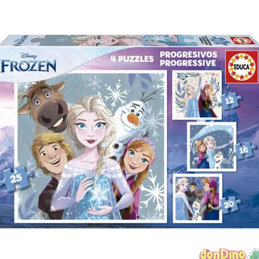 4 puzzles progresivos frozen 12-16-20-25 pzas.