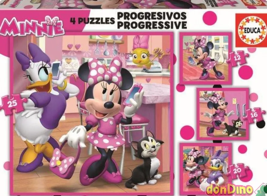4 puzzles progresivos minnie 12-16-20-25 pzas.
