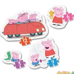 4 puzzles progresivos peppa pig 3-6-9-12 pzas. - supercolor