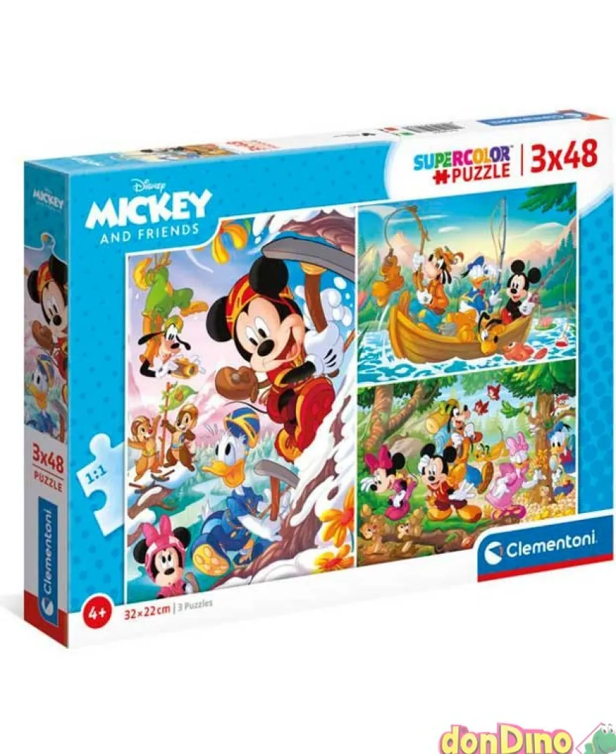 Puzzle 3x48 pzas. mickey y amigos supercolor