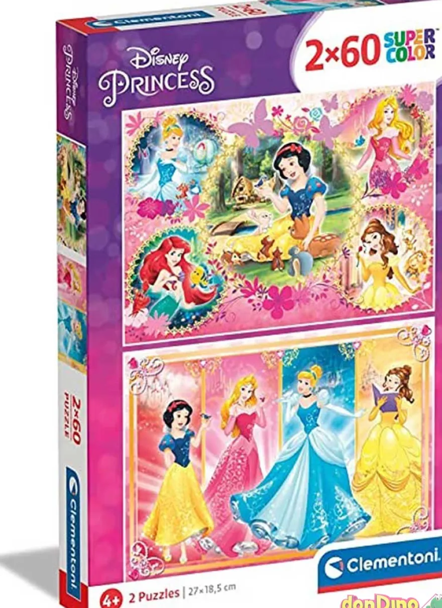 Puzzle 2x60 pzas. princesas disney supercolor