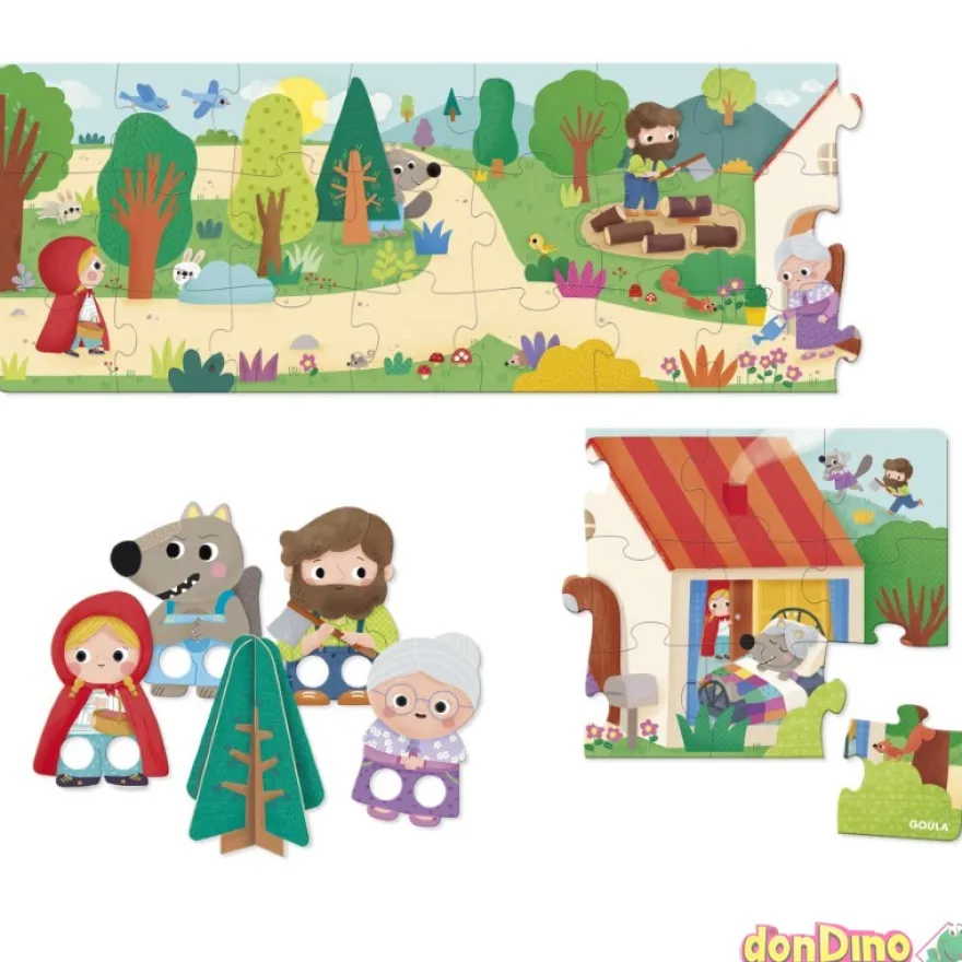 Puzzle xxl 30 pzas. caperucita roja con 4 marionetas y arbol 3d