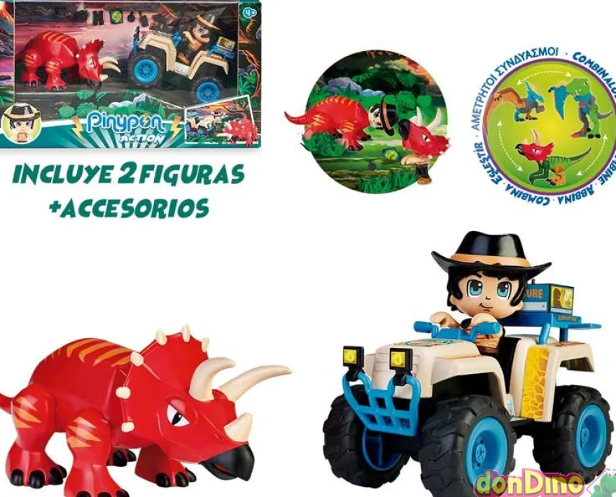 Quad c/dinosaurio pinypon action 10 accesorios