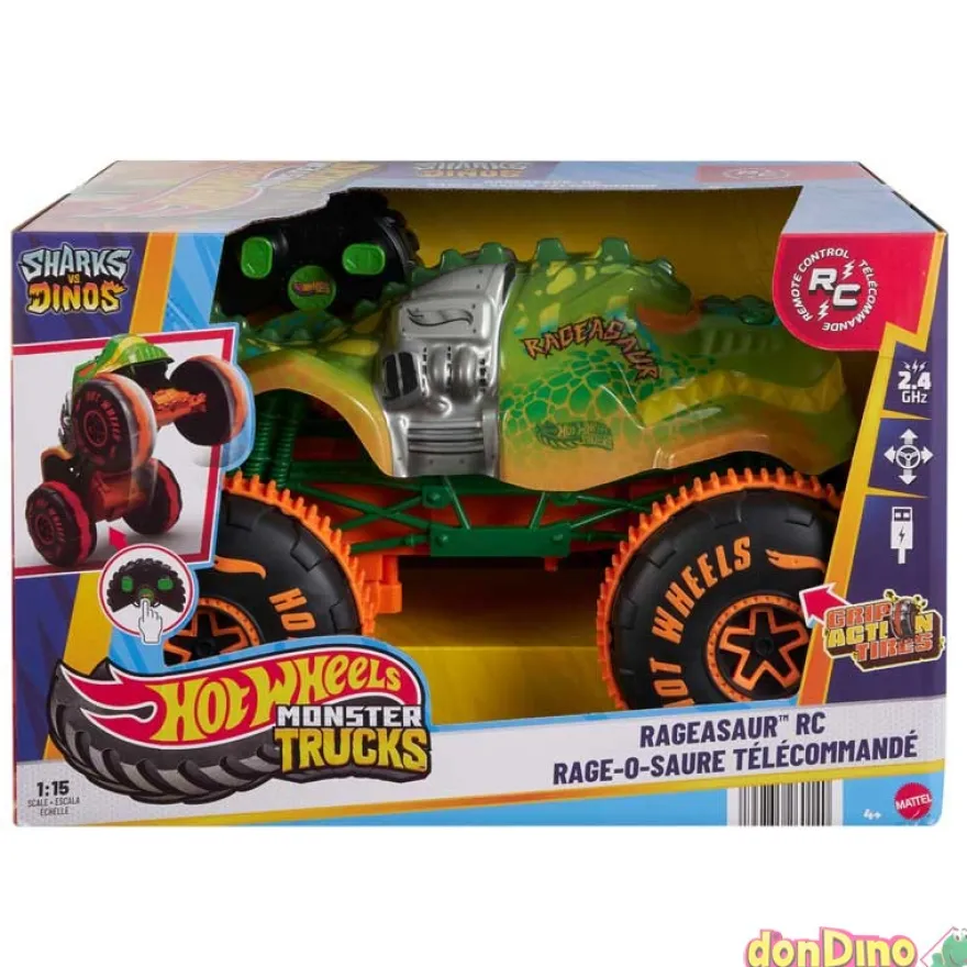 Rageasaur r/c hot wheels monster tr trucks - sharks vs dinos - 1:15