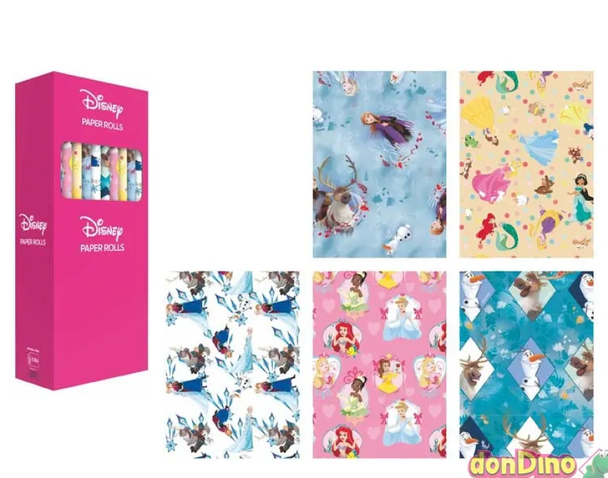 Rollo papel regalo princesas/frozen 200x70 cm.