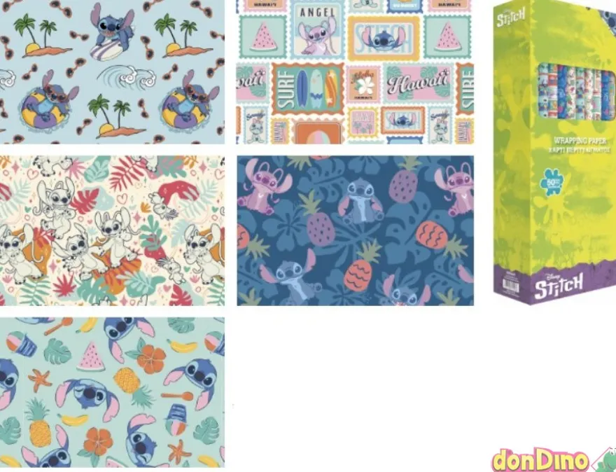 Rollo papel regalo stitch 70x200 cm. surtidos