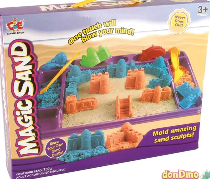 Set arena con moldes magic sand 750 g.